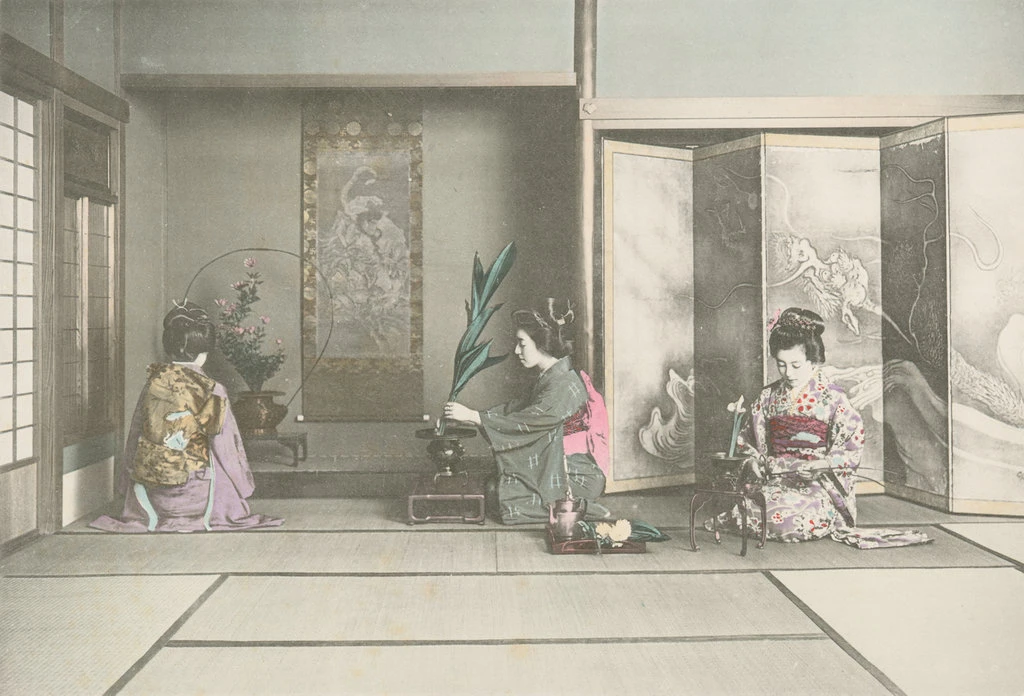 Photographie début XXe siècle — pratique féminine de l'ikebana, Spencer Collection NYPL